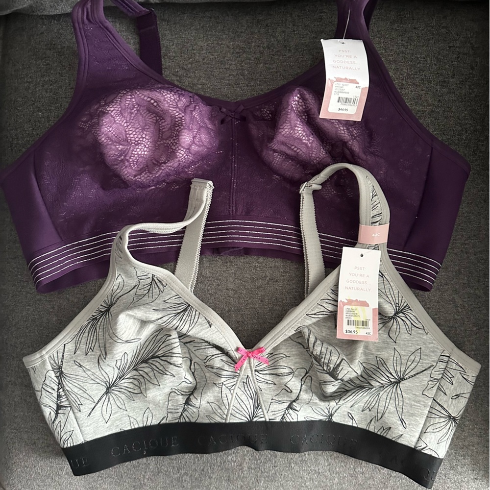 Cacique Purple and Gray Supportive Bras 42c NWT